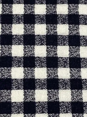 Vintage Fabric Traditions Fabric Black & Cream Medium Gingham Plaid 1Y X 44 W • $12