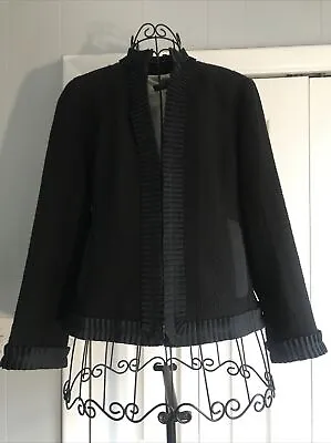 J.Crew Black Jacket Women Italian Wool Blend Boucle 2 Tone Lining Color Small • $65