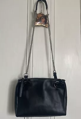 Autograph M&S Black Leather Crossbody Chain Shoulder Bag Knotted • £35