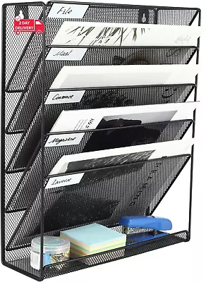 Wall File Organizer 5 Tier Vertical Hanging File Organizer Wall Mount File Holde • $35.27