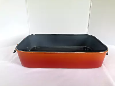 Vtg Descoware Enamel Cast Iron Roasting Lasagna Pan Flame 40 Belgium EUC Swing H • $98