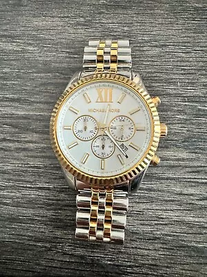 Michael Kors MK8344 Lexington Chronograph White Dial 44mm Case Men's Watch • $13.12