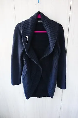 Marc O'Polo Thick Warm Merino Chunky Wool Long Cardigan Dark Blue Size M (8/10) • £14.99