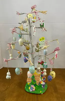 Easter Egg Tree Vintage Hand Painted Wood Ornaments Ceramic Base Wire Tree • $29.99