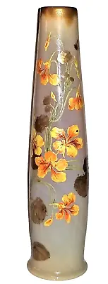 Art Glass VASE Large Legras Mont Joye France Nasturtiums Yellow Gilt 18  • $1425