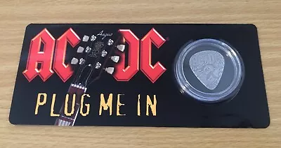 2019 AC/DC 'Plug Me In' 1/4 Oz Silver Guitar Pick Shaped Antiqued Coin SCARCE • $389