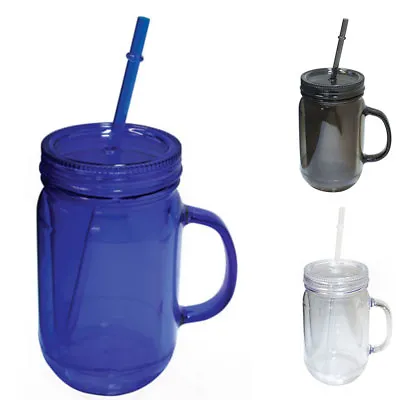 100% BPA Free Mason Jar Cup Bottle With Straw Double Wall Water 22oz / 16oz • $14.95