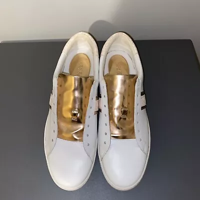 Michael Kors Womens 10M White Rose Gold Tennis Shoes Casual • $19.99