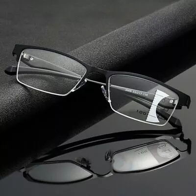 Mens Metal Progressive Multifocus Reading Glasses Bifocal Presbyopic Readers XZG • $6.99