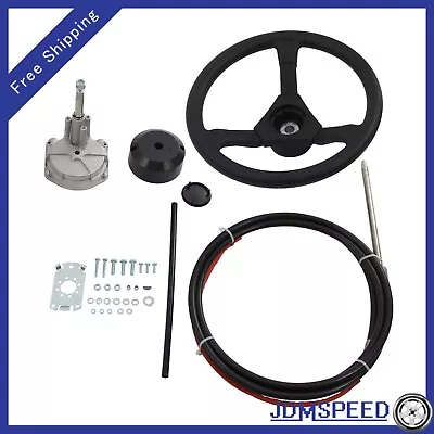 14FT Boat Steering System Single Turbine Rotating W/ Marine Steering Wheel Cable • $99.97