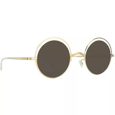 Mykita Unisex Sunglasses Full Rim Glossy Gold Round Shaped Frame BUENO GG_BK/B • $141.38