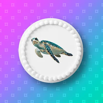 £5 • Buy Turtle 02 Pre-cut Edible Icing Cake Topper Or Ribbon