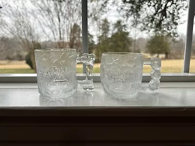 Vintage FLINSTONES McDonalds Glass Mugs-RocDonalds Set Of 2 Clear  1993 • $20