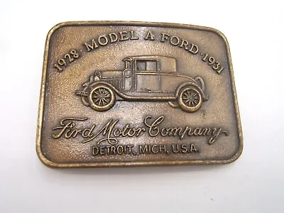 Vtg Belt Buckle Metal 1928 Model A Ford 1931 Ford Motor Co Detroit Mi Usa • $14.99