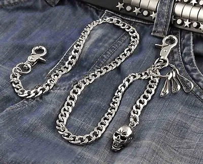 £14.28 • Buy Skull Pendant Strong Biker Trucker Key Jean Wallet Chain (23.5 ) Silver NYL88