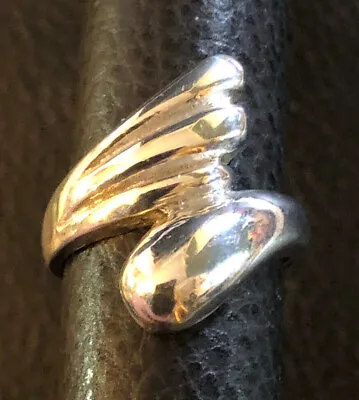 VTG Sterling Silver Ring Wrap Asymmetrical Modern Art 80s Sz 6.5 5g 925 #2583 • $9.49