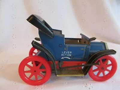 Vintage Modern Toys Japan Tin Litho Lever Action Automobile  Car Blue • $10