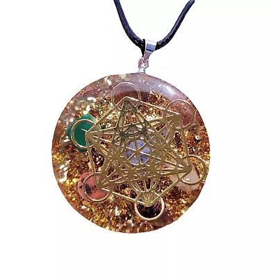 Metatron Cube 7 Chakra Gemstone Pendant Orgonite Necklace Orgone Sacred Geometry • $10.94