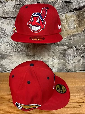 Cleveland Indians Wahoo New Era Fitted Club 59Fifty Feather Hat RED SOLID RARE • $85