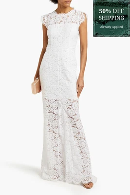 $30.76 • Buy RRP€540 RACHEL ZOE Lace Trumpet Wedding Dress US 12 / L Open Back Cap Sleeve