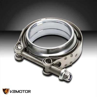 $12.94 • Buy Fits 2.5  Inch V-Band Clamp & Male+Female Flange Kit Mild Steel Exhaust Downpipe