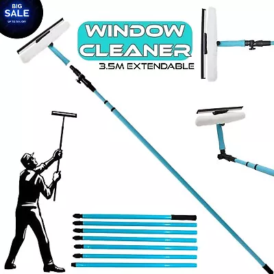 £14.99 • Buy Extendable Telescopic Window Cleaner Glass Cleaning Kit Pole Long With Squeegee