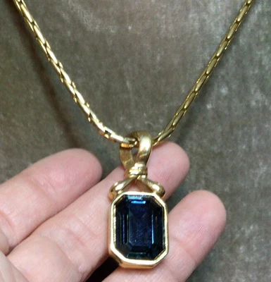 £26.50 • Buy Vintage Jewellery Lovely TRIFARI Chunky Sapphire Baguette Pendant Necklace