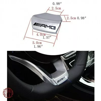 Chrome AMG Emblem For Mercedes Benz Squared Base Steering Wheel Badge NEW • $17.88