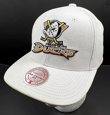 Anaheim Mighty Ducks Hat Adjustable Mitchell & Ness NHL Snapback Cap White Logo • $34.99