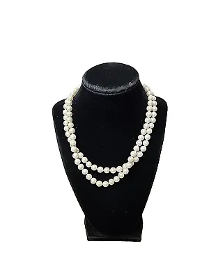 VINTAGE CAROLEE MULTI STRAND 8mm FAUX PEARL NECKLACE WITH FLORAL CLASP • $29.95