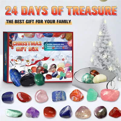 Mini Crystals Rocks Minerals Kids Christmas Countdown Advent Calendar 24-days • $27.92