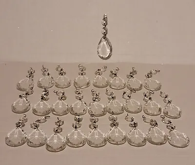 28 Vintage 4  Chandelier Crystals 2  Teardrop Prism Strands Lot  Glass Lamp Part • $30