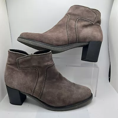 Gabor Sz US 9.5 Suede Side Zip Block Heel Ankle Boots Women UK 7 Brown Bootie • $29.99