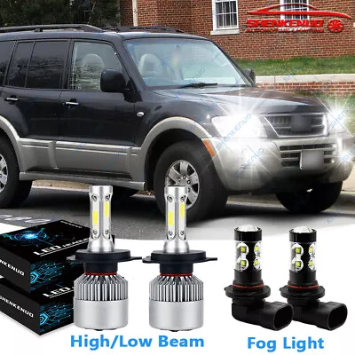 For Mitsubishi Montero 2001-2006 - 4X LED Headlight Bulbs Hi/Lo Beam + Fog Light • $27