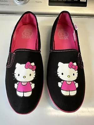 VANS Hello Kitty Black & Pink Classic Slip On Shoes Sneakers Vans W8.5/M7 • $30