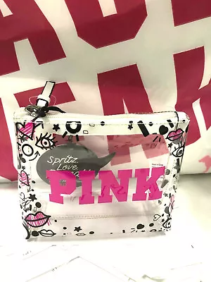 Victoria's Secret Pink Makeup Cosmetic Bag Clear Logo Small NWT • $7.95