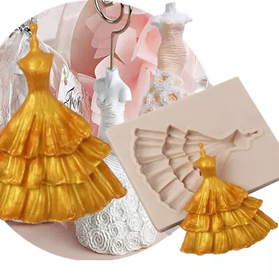 £2.99 • Buy Wedding Dress Bridal Silicone Fondant Mould Cake Mold Cookie Baking Candle DIY