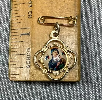 Vintage Medal Pendant Mary Jesus Christian H77 • $9.99