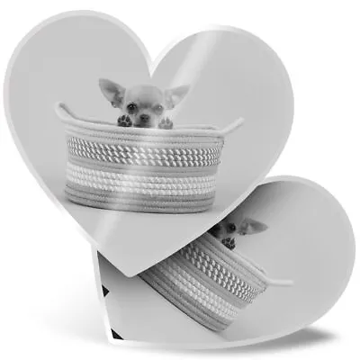 £3.99 • Buy 2 X Heart Stickers 15 Cm - BW - Cute Chihuahua Puppy Dog  #42755