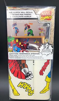 Marvel Comics Peel & Stick Wall Decals Pack Of 32 Spiderman Hulk Stickers • £15.99