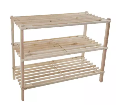 Wood Shoe Rack Storage Bench–Closet Bathroom Kitchen Entry Organizer 3-Tier • $19.92