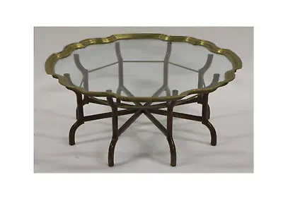 Hollywood Regency Style Brass And Glass Tray-Top Spider-Legged Coffee Table  • $3590