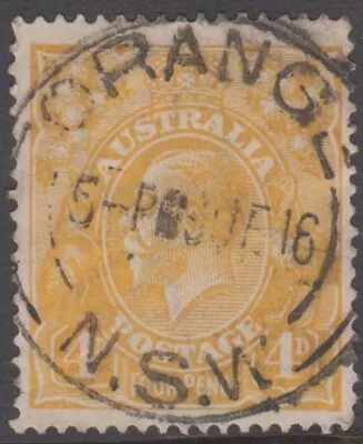 Stamp 1916 Australia 4d Lemon KGV With Orange NSW Postmark Creased Spacefiller • $7