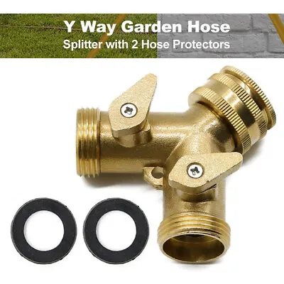 Hose Brass Y Splitter 2 Way Adapter Connector 3/4  Garden Faucet Double Way Tap • $8.80