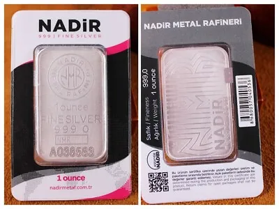 NADIR METAL REFINERI NMR 1oz 999.0 Fine Silver Bar Sealed In Assay Card • $33.99