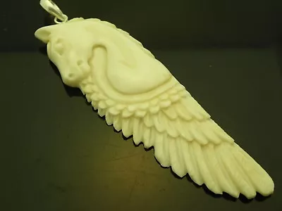 $18 • Buy Pegasus Winged Horse Sterling Silver 925 Water Buffalo Bone Pendant Necklace 