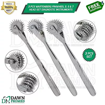 3 Pcs Wartenberg Pinwheel 3 5 & 7 Head Set Neuro Medical Diagnostic Instruments • $27.90