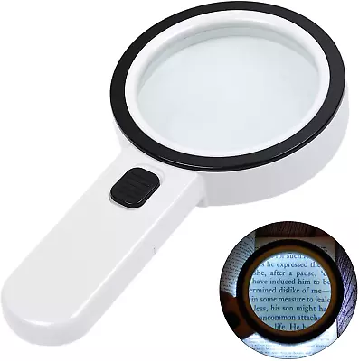 Large Magnifying Glass With Light - 30X Handheld LED Illuminated Magnifier For S • £14.22