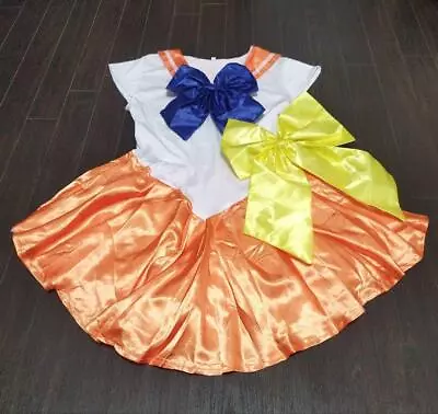 Sailor Moon Venus Cosplay Costume Size M With Wig Orange Mint Condition • £96.94
