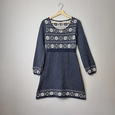 FATFACE Knitted Dress Size 12 Fair Isle Pattern Long Sleeve Cotton • £19.99